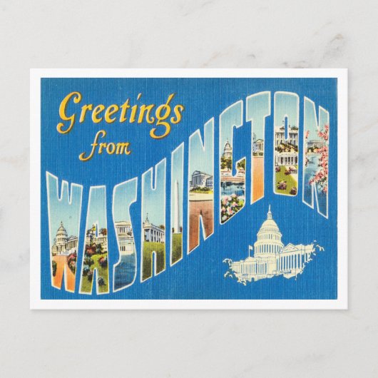 Greetings of Washington D.C. Vintage Travel Briefkaart (Voorkant)