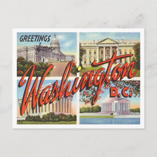 Greetings of Washington D.C. Vintage Travel Briefkaart (Voorkant)