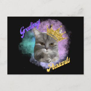 Greetings Peasants Gray Tabby Queen Cat Briefkaart