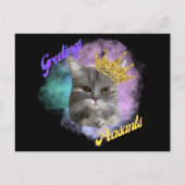 Greetings Peasants Gray Tabby Queen Cat Briefkaart (Voorkant)