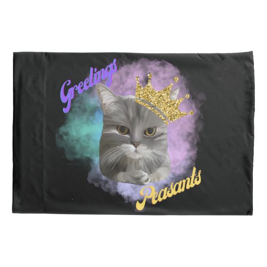 Greetings Peasants Gray Tabby Queen Cat Kussensloop (Achterkant)