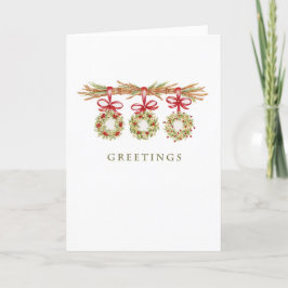 Greetings Three Wreaths Branch-kerstkaart Kaart