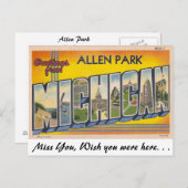 Greetings uit Allen Park, Michigan Briefkaart (Voorkant / Achterkant)