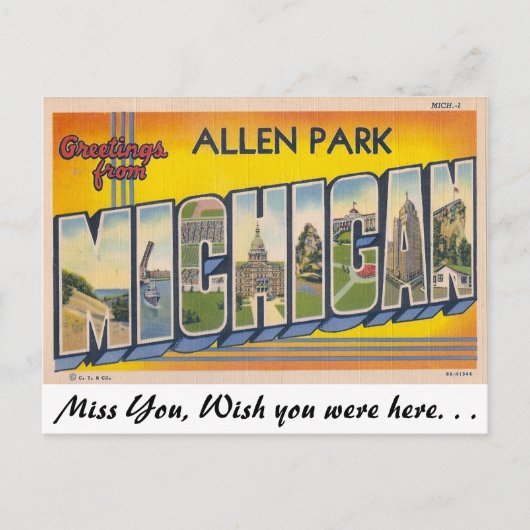 Greetings uit Allen Park, Michigan Briefkaart (Voorkant)