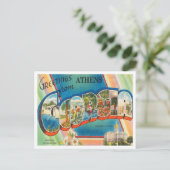 Greetings uit Athene, Georgia Vintage Travel Briefkaart (Staand voorkant)