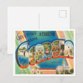 Greetings uit Athene, Georgia Vintage Travel Briefkaart (Voorkant / Achterkant)