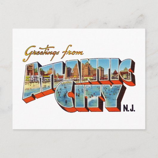 Greetings uit Atlantic City New Jersey Briefkaart (Voorkant)