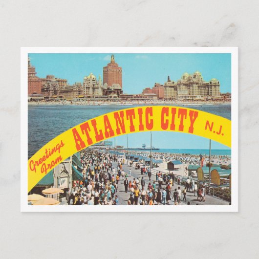 Greetings uit Atlantic City, New Jersey Travel Briefkaart (Voorkant)