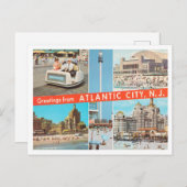 Greetings uit Atlantic City, New Jersey Travel Briefkaart (Voorkant / Achterkant)