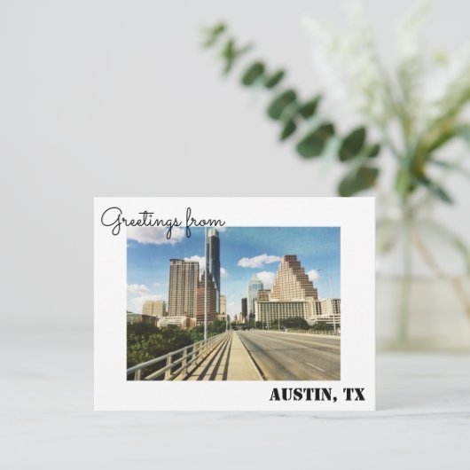 Greetings uit Austin, Briefkaart Texas (Staand voorkant)