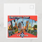 Greetings uit Austin, Texas Vintage Travel Briefkaart (Voorkant / Achterkant)