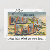 Greetings uit Bad Lands, North Dakota Briefkaart (Voorkant / Achterkant)