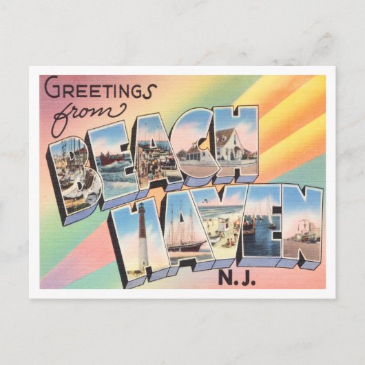 Greetings uit Beach Haven, New Jersey Travel Briefkaart (Voorkant)