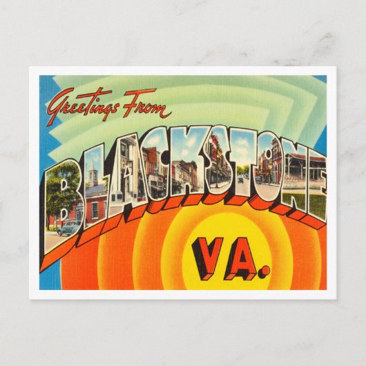 Greetings uit Blackstone, Virginia Vintage Travel Briefkaart (Voorkant)