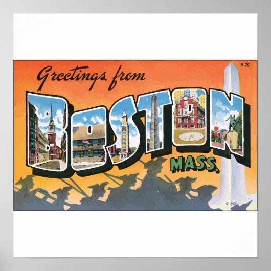 Greetings uit Boston Mass. Poster (Voorkant)