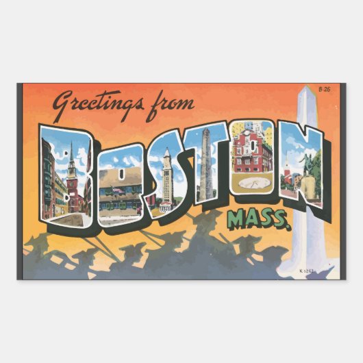 Greetings uit Boston Mass. Rechthoekige Sticker (Voorkant)