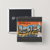 Greetings uit Boston Mass. Vierkante Button 5,1 Cm (Voorkant /achterkant)