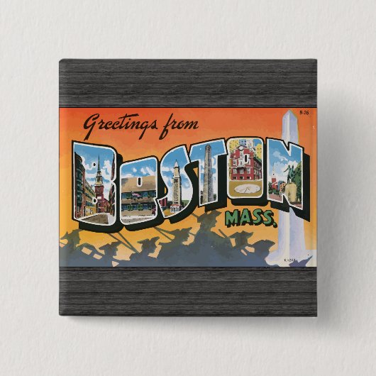 Greetings uit Boston Mass. Vierkante Button 5,1 Cm (Voorkant)