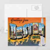 Greetings uit Boston Massachusetts Briefkaart (Voorkant / Achterkant)