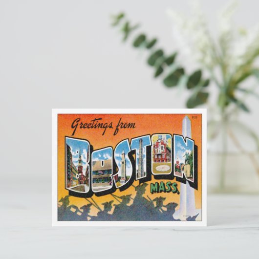 Greetings uit Boston Massachusetts Briefkaart (Staand voorkant)