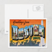 Greetings uit Boston Massachusetts Briefkaart (Voorkant / Achterkant)