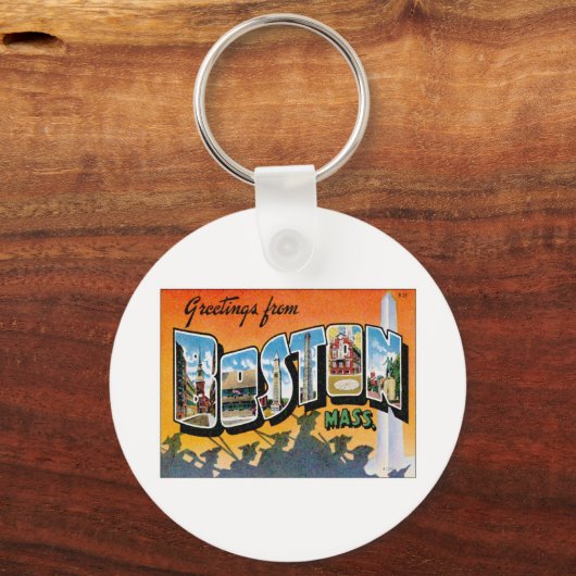 Greetings uit Boston Massachusetts Sleutelhanger (Voorkant)