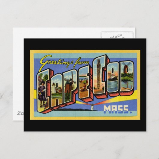 Greetings uit Cape Cod Massachusetts Briefkaart (Voorkant / Achterkant)