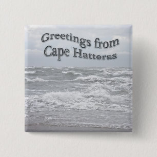 Greetings uit Cape Hatteras Vierkante Button 5,1 Cm