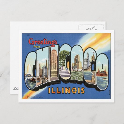 Greetings uit Chicago Illinois Briefkaart (Voorkant / Achterkant)