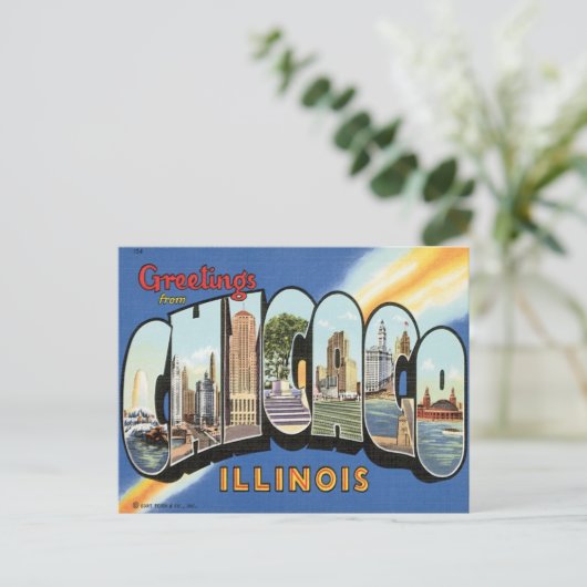 Greetings uit Chicago Illinois Briefkaart (Staand voorkant)