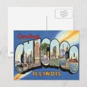 Greetings uit Chicago Illinois Briefkaart (Voorkant / Achterkant)