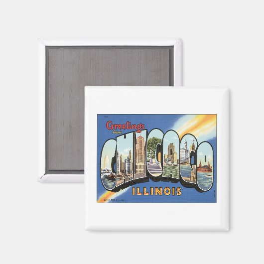 Greetings uit Chicago Illinois Magneet (Voorkant / Achterkant)