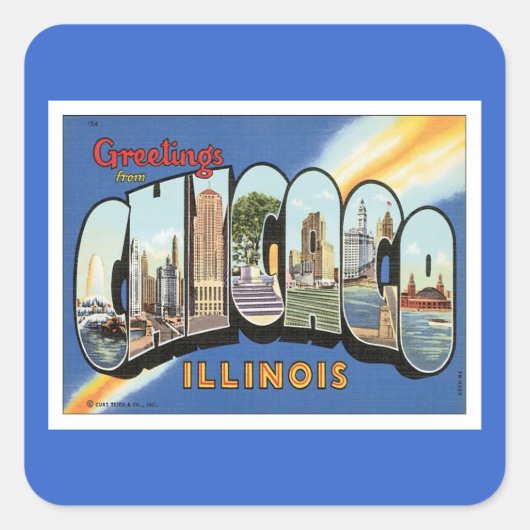 Greetings uit Chicago Illinois Vierkante Sticker (Voorkant)