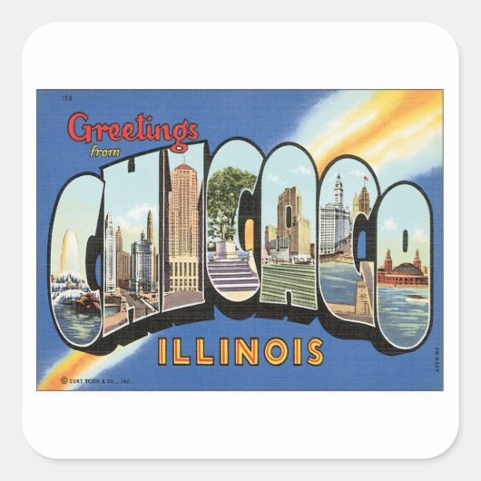 Greetings uit Chicago Illinois Vierkante Sticker (Voorkant)