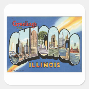 Greetings uit Chicago Illinois Vierkante Sticker
