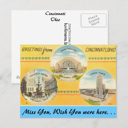 Greetings uit Cincinnati Briefkaart (Voorkant / Achterkant)