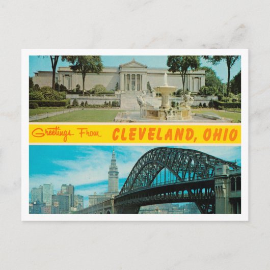 Greetings uit Cleveland, Ohio Vintage Travel Briefkaart (Voorkant)
