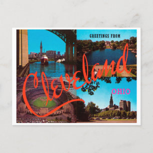 Greetings uit Cleveland, Ohio Vintage Travel Post Briefkaart