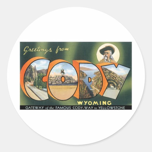 Greetings uit Cody, Wyoming Ronde Sticker (Voorkant)