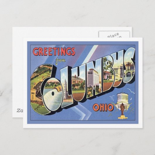 Greetings uit Columbus Ohio Briefkaart (Voorkant / Achterkant)