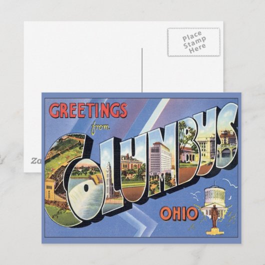 Greetings uit Columbus Ohio Briefkaart (Voorkant / Achterkant)