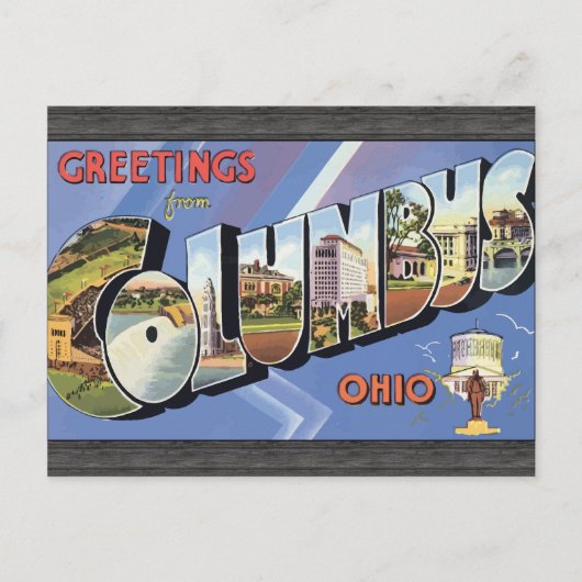 Greetings uit Columbus Ohio, Vintage Briefkaart (Voorkant)