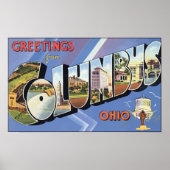 Greetings uit Columbus Ohio, Vintage Poster (Voorkant)