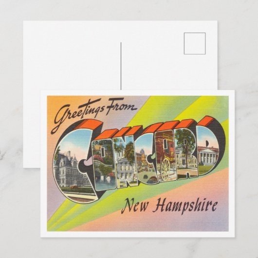 Greetings uit Concord, New Hampshire Travel Briefkaart (Voorkant / Achterkant)