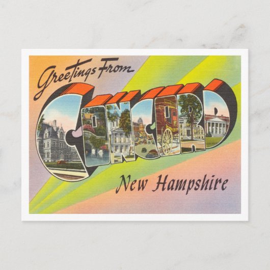 Greetings uit Concord, New Hampshire Travel Briefkaart (Voorkant)