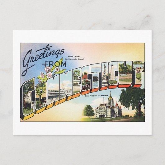Greetings uit Connecticut Briefkaart (Voorkant)