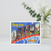 Greetings uit Dallas, Texas Vintage Travel Briefkaart (Staand voorkant)