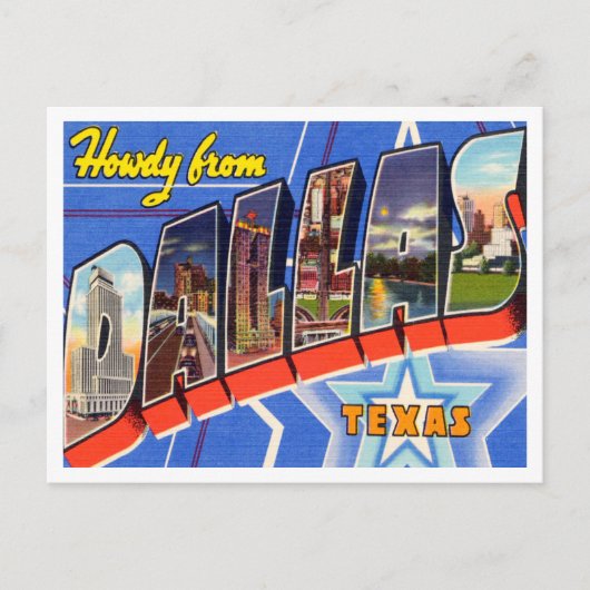 Greetings uit Dallas, Texas Vintage Travel Briefkaart (Voorkant)
