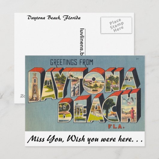 Greetings uit Daytona Beach, Florida Briefkaart (Voorkant / Achterkant)
