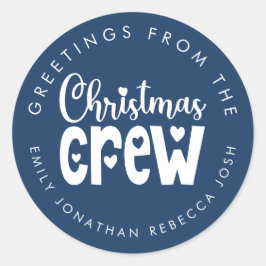 Greetings uit de naam White Blue van de kerstman Ronde Sticker